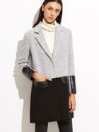 Shein Contrast Chevron Pattern Mixed Media Coat