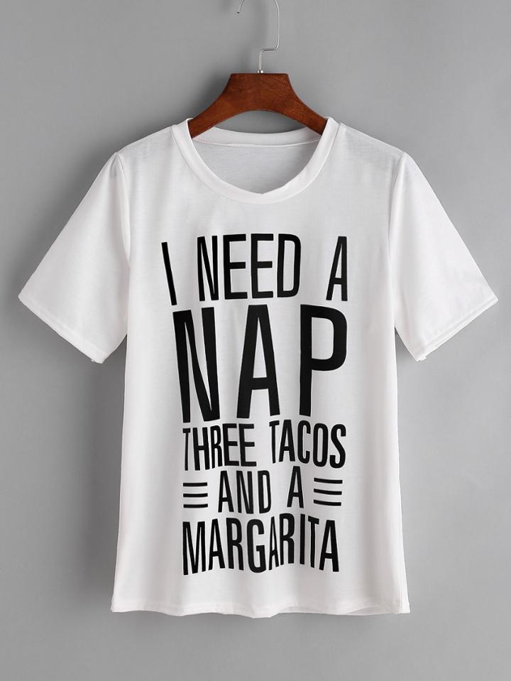 Shein Slogan Print Shift T-shirt