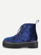 Shein Lace Up Flatform Velvet Ankle Boots