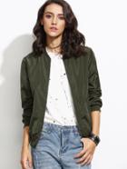 Shein Olive Green Bomber Jacket With Arm Pocket