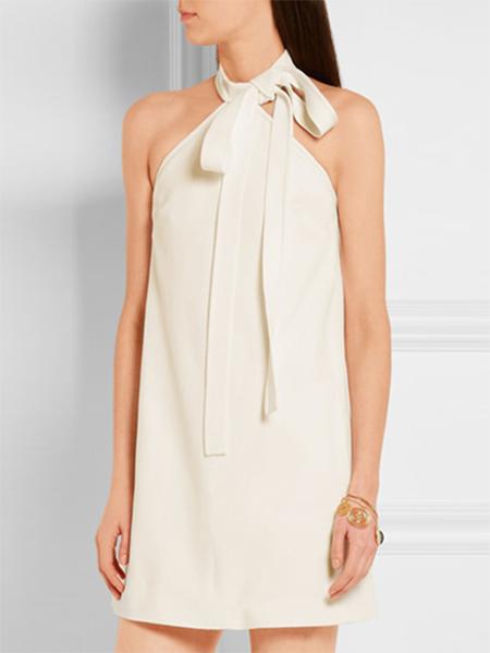 Shein White Halter Backless Shift Dress