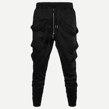 Shein Men Contrast Tape Zipper Detail Solid Sweatpants