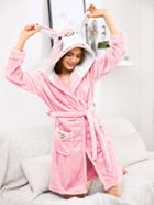 Shein Cartoon Embroidered Ear Hoodie Wrap Robe