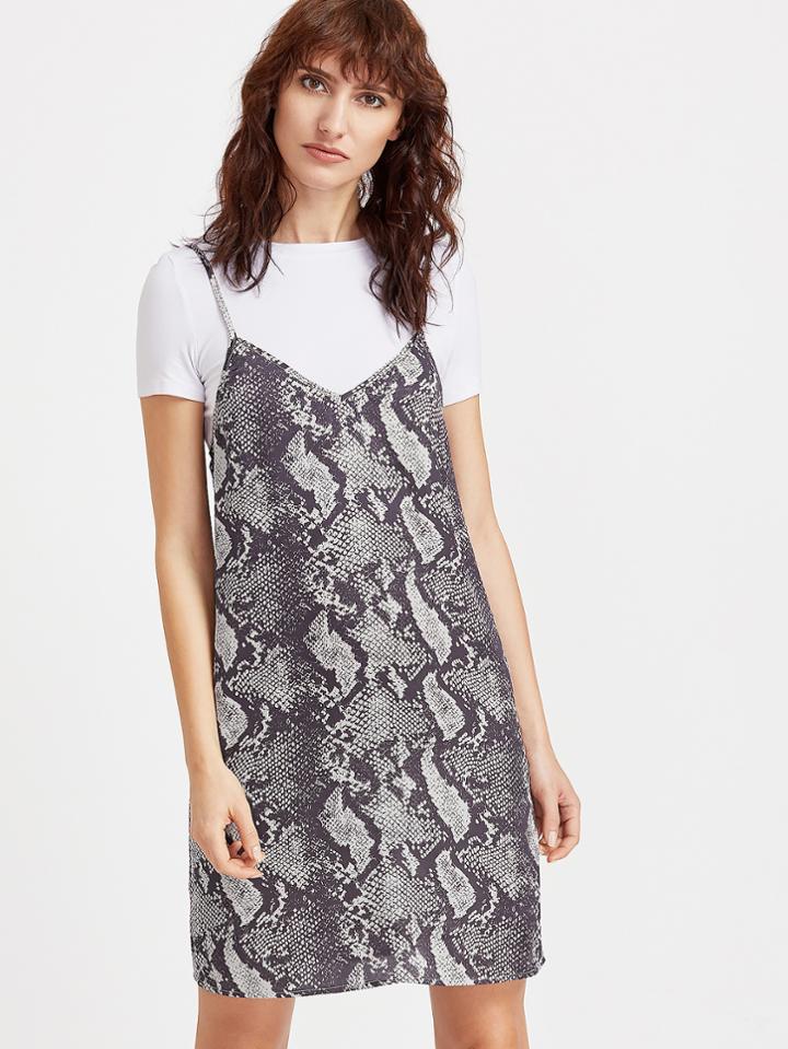 Shein Snakeskin Print Slip Dress