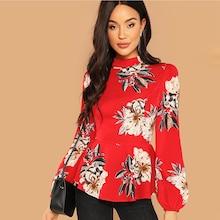 Shein Zip Back Flower Print Top