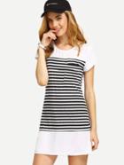 Shein Black White Striped T-shirt Dress