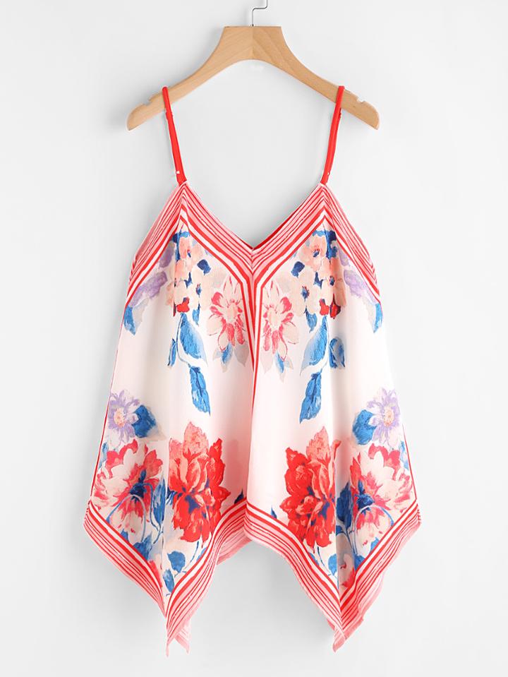 Shein Florals Hanky Hem Cami Top