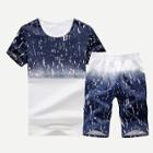 Shein Men Paint Splatter Ombre Tee With Shorts