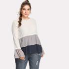 Shein Plus Contrast Lace Layered Ruffle Hem Top
