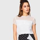 Shein Mesh Yoke Lace Applique Top