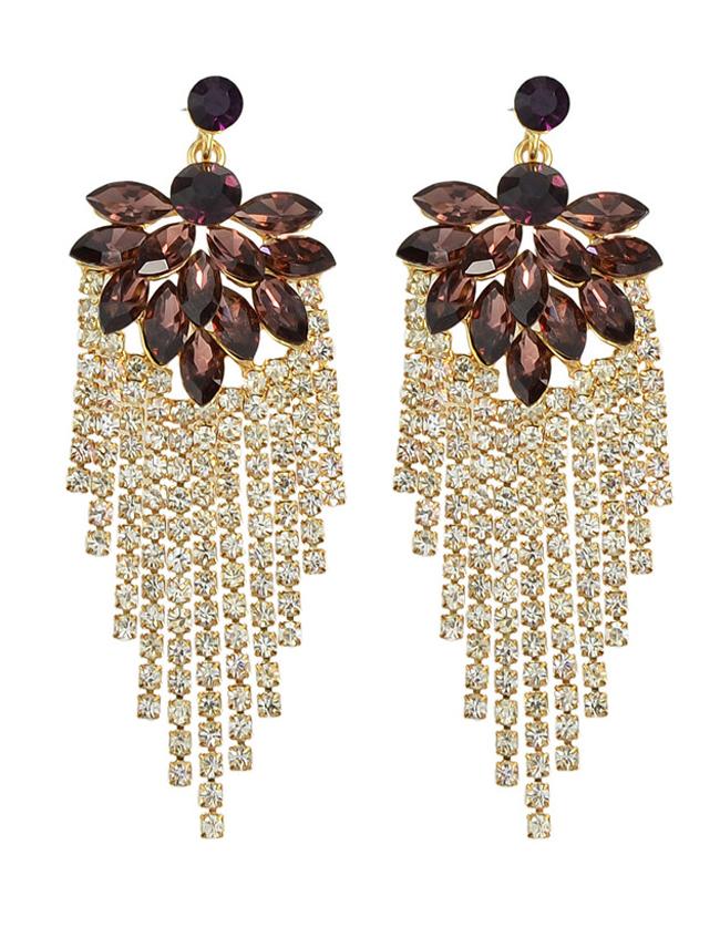 Shein Red Beautiful Rhinestone Long Earrings