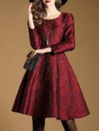 Shein Red Jacquard A-line Dress