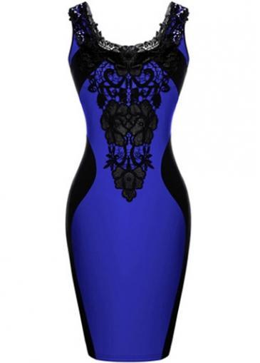 Rosewe Glamorous Sleeveless Round Neck Mini Dress With Lace