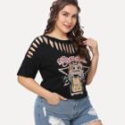 Shein Plus Cut Out Graphic Tee