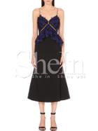 Shein Purple Contrast Crochet Knee Length Spaghetti Strap Dress