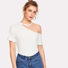 Shein Cut Out Choker One Shoulder Tee