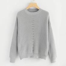 Shein Eyelet Detail Solid Jumper