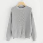 Shein Eyelet Detail Solid Jumper