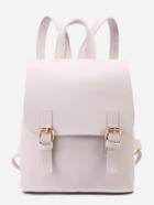 Shein Apricot Pu Double Buckle Flap Backpack