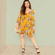 Shein Plus Keyhole Back Floral Dress
