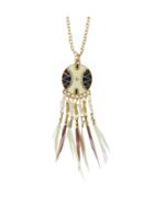 Shein White Dream Catcher Style Colorful Feather Pendant Necklace