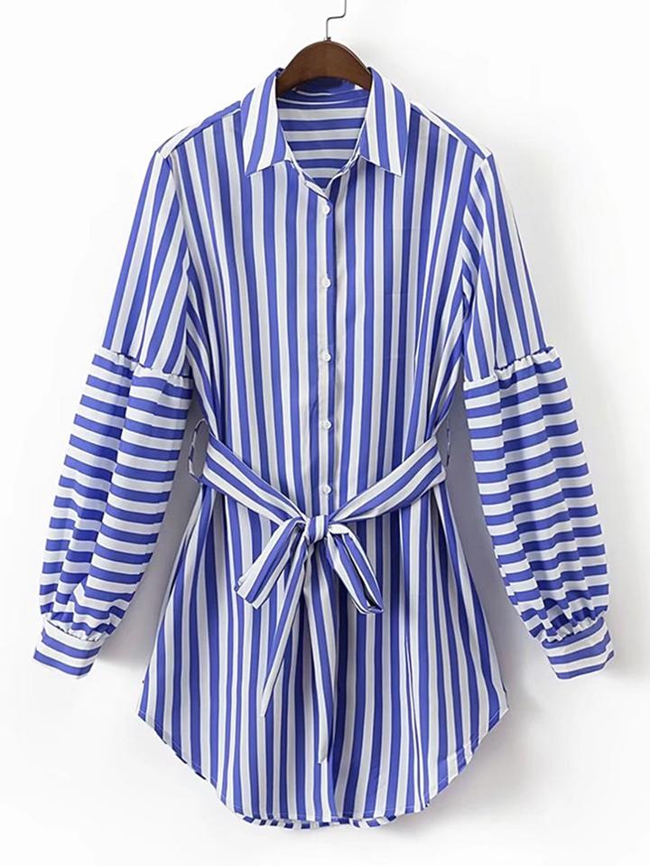 Shein Drop Shoulder Seam Shirt Dress With Self Tie