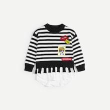 Shein Girls Patch Detail 2 In 1 Striped Jumper