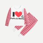 Shein Girls Heart Print Blouse With Striped Pants