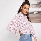 Shein Knotted Bishop Sleeve Striped Blouse