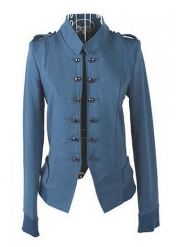 Rosewe Vogue Button Closure Long Sleeve Blue Autumn Jacket