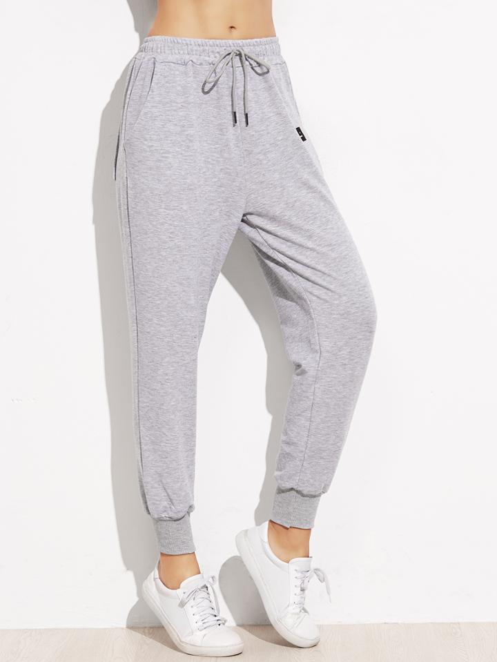 Shein Patch Drawstring Peg Pants