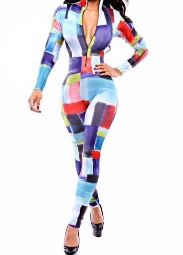 Rosewe Exclusive Long Sleeve Print Design Ankle Length Jumpsuit