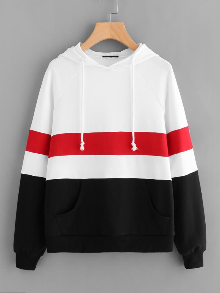 Shein Cut And Sew Kangaroo Pocket Front Hoodie