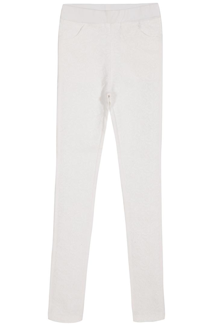 Shein White Pockets Slim Lace Pant