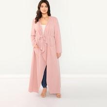 Shein Plus Open Front Solid Longline Coat