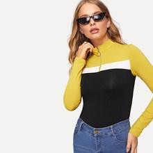 Shein Pull-ring From Fitted Colorblock Tee