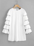 Shein Contrast Tipping Layered Bell Sleeve Longline Top
