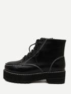 Shein Black Faux Leather Lace Up Platform Boots