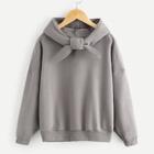 Shein Girls Knot Front Solid Hoodie