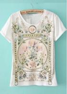Rosewe Comfy Round Neck Short Sleeve Printed T Shirt For Lady