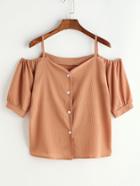Shein Cold Shoulder Button Front Top