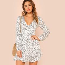 Shein Knot Back Fit & Flare Polka Dot Dress