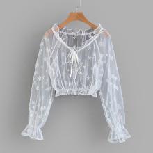 Shein Embroidered Mesh Crop Top