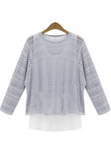 Rosewe Enchanting Grey Long Sleeve Sweaters And White Vest