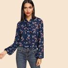 Shein Tie Neck Floral Shirt