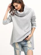 Shein Cowl Neck Dip Hem Loose Sweatshirt