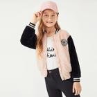 Shein Girls Patched Detail Teddy Jacket