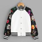 Shein Girls Botanical Raglan Sleeve Textured Jacket