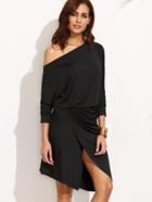 Shein Black One Shoulder Asymmetrical Dress