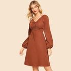 Shein 80s Raglan Sleeve Drawstring V Neck Dress